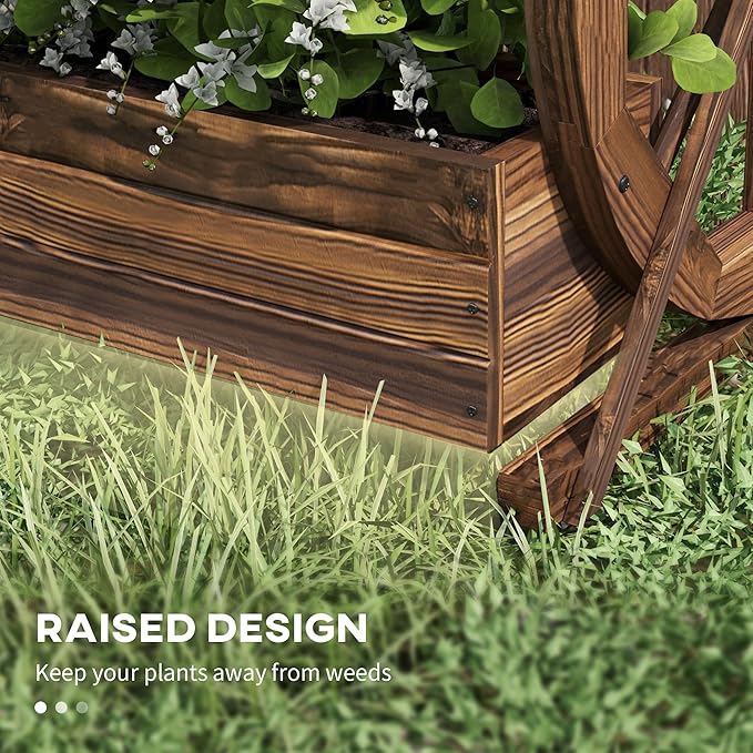 Outsunny 2-Tier Raised Garden Bed, Wooden Wagon Planter Boxes with Drainage Holes, for Vegetables Flowers Herbs, 22" x 13" x 22"