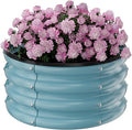 Round Galvanized Raised Garden Bed Kit, 2 x 2 x 1ft Teal Blue Galvanized Garden Boxes, Outdoor for Vegetables
