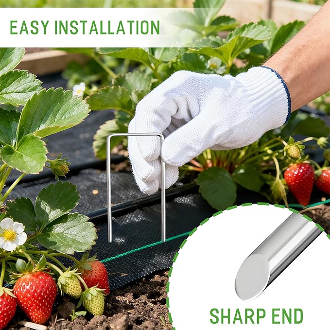 Landscape Staples Galvanized Garden Stakes, 4inch 500pack Heavy Duty Garden Pins for Fences, Lawns, Weed Barriers and Landscape Fabrics, Netting, Irrigation Hose