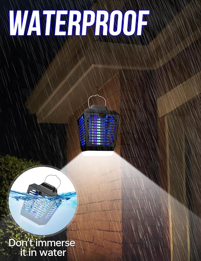 New Fi 4200V Bug Zapper, Waterproof Electric Flying Insect Trap with LED Light, ABS Housing, Indoor Fly Trap and Outdoor Mosquito Zapper, Plug‑in for Home Patio Garden