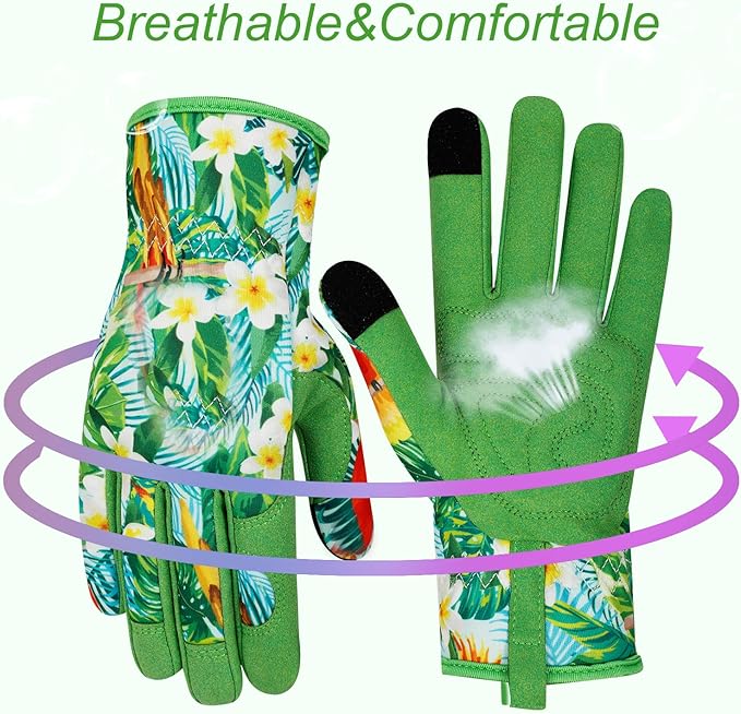 Leather Gardening Gloves for Women Thorn Proof Garden Gloves Touch Screen Working Gloves Gifts,M
