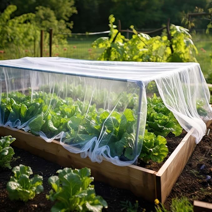 Garden Netting for Bird, Insect and Bug Cover 10x50FT | Multiple Size White Mesh Fabric Mosquito Net for Fruit & Vegetable Protection | Agricultural Strawberry, BlackBerry & Berry Plant Barrier