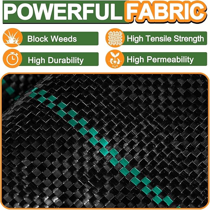 Garden Weed Barrier Landscape Fabric 6FT x 300FT, Premium Weed Control Garden Cloth, Durable Woven Geotextile Fabric, Mulch Breathable Ground Cover Landscaping Weed Blocker