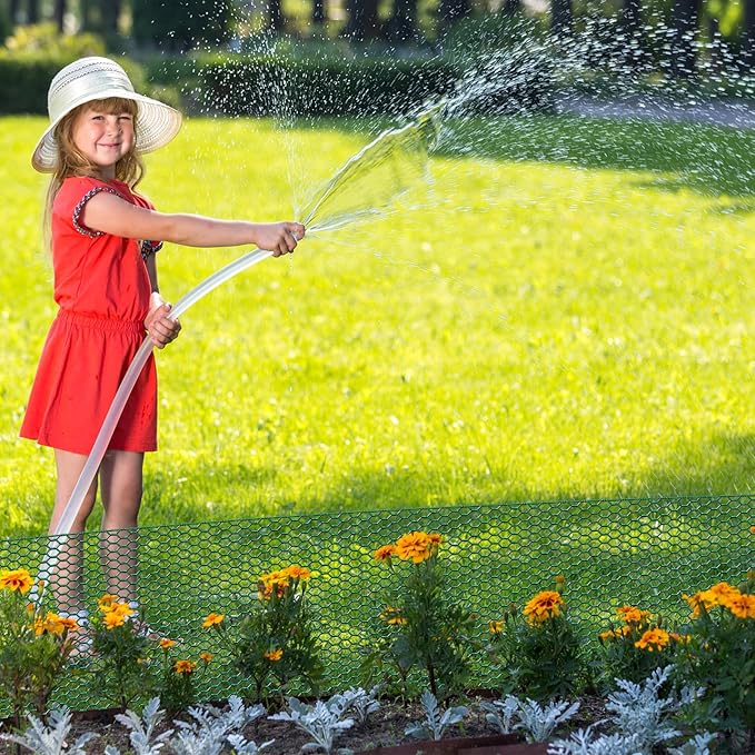32.8ftx16In Plant Protectors from Animals,Plant Cages for Outdoor Plants,Wire Plant Protector Cage,Wire Plant Protector,Chicken Wire Cloche with Ground Stakes & Nylon Ties Protect Plants from Animals