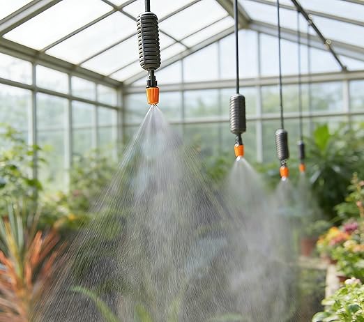 50 Pcs Drip Irrigation Spray Emitters, Adjustable Atomizing Nozzles,1/4 Inch Drip Irrigation Parts Sprayers Drippers for Garden Greenhouse Agricultural Irrigation Patio Misting