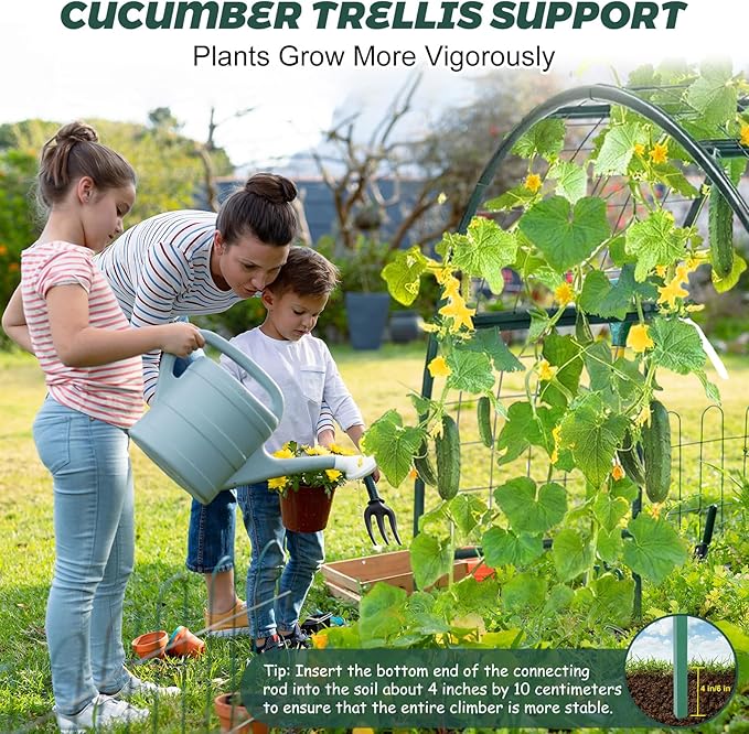 Newtay Arch Trellis for Planter Box Garden Wide Arbor Trellis Metal Arbor for Climbing Plants, Vegetables and Flowers Decorative Outdoor(Green,8 x 2 x 4 ft)