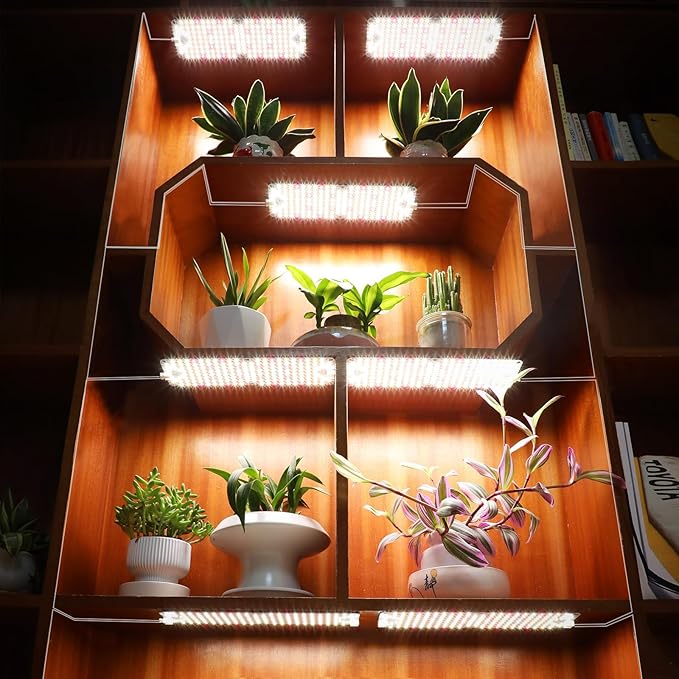 5Pack 2026 Ultra-Thin Panel Grow Lights for Seed Starting, Vegetables, Greenhouse & Under Cabinet & Shelf Plants with Timer 4/8/12/16/20H, Free Connect Full Spectrum Indoor LED Plant Growing Lamps