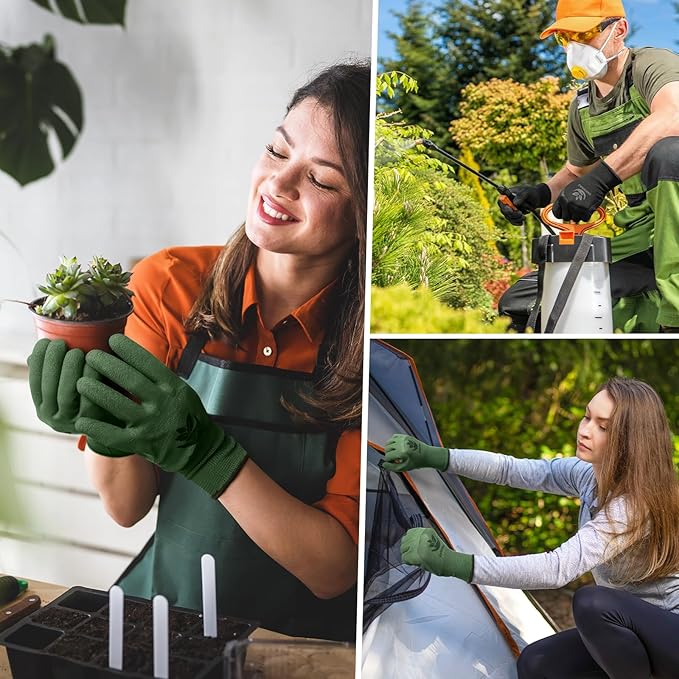 Trifabricy Garden Gloves for Women/Men - 6 Pairs Latex Gardening Gloves with Grip, Protective Work Gloves for Lawn Yard