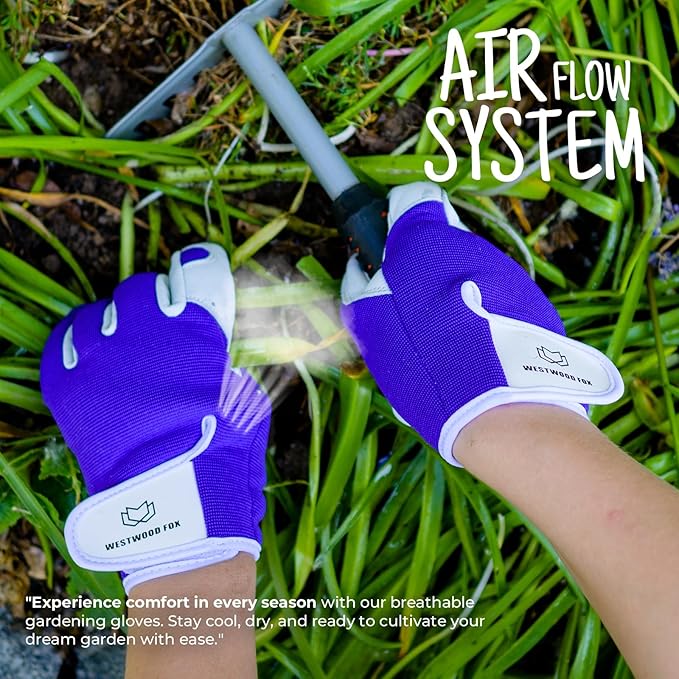 WESTWOOD FOX Gardening Gloves for Women Leather Thorn Safety Garden Heavy Duty Work Gloves Men Women Gardener Non-Slip Rigger