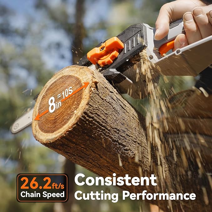 2-in-1 Pole Saw for Tree Trimming, 8-Inch Cordless Brushless Chainsaw with Adjustable Extension Pole, 2×4.0Ah Rechargeable Batteries & Charger, Auto Oiling, 15 Ft Max Reach