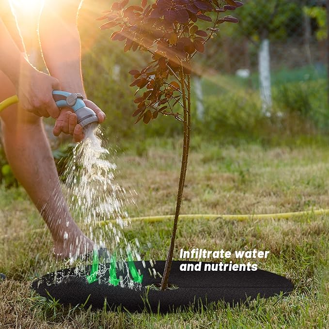 20.5" Non-Woven Tree Mulch Ring 8 Pack, Weed Barrier Mat,Degradable Tree Mulch Used to inhibit Weed Growth and Landscape Weed Control Plant Root Protection