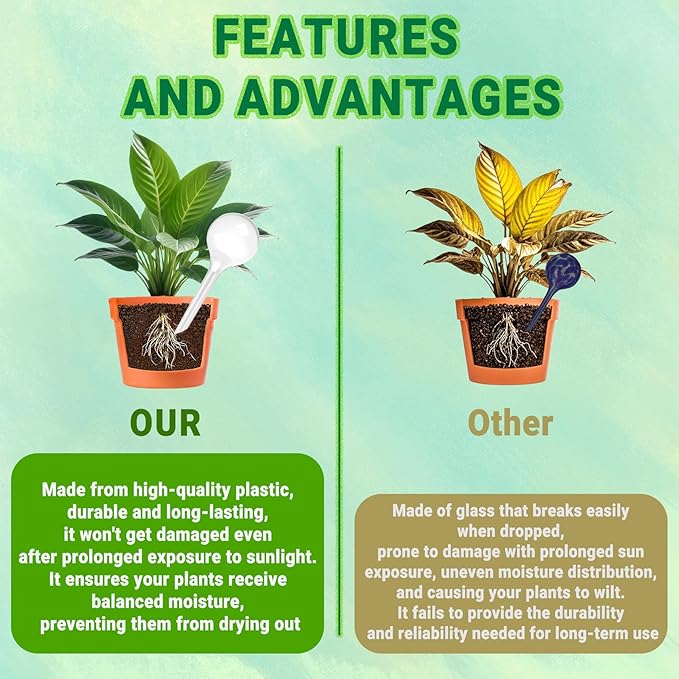 2 Pack Small Self-Plant Watering Globes – Automatic Plant Waterer Bulbs, Plant Watering System for Indoor and Outdoor Potted Houseplants, Plant Watering Devices (White, Small Size)