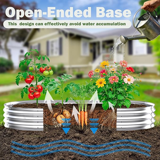Galvanized Raised Garden Bed Outdoor, 6x3x1ft Metal Heavy Duty Planter Boxes for Gardening, Easy Assemble Large Oval Plant Container Kit for Vegetables, Flowers, Fruits, Silver, 1 Pack