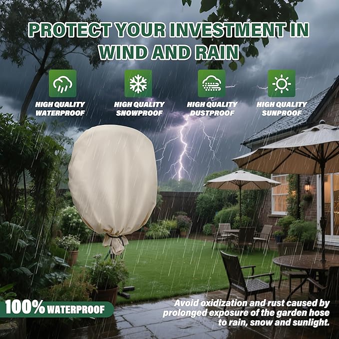 Garden Hose Holder Cover,Waterproof, Dustproof and Sun-Proof Protect Your Garden Hose and prolong its Life(30"W x 10"D x 30"H)(Cover Only）