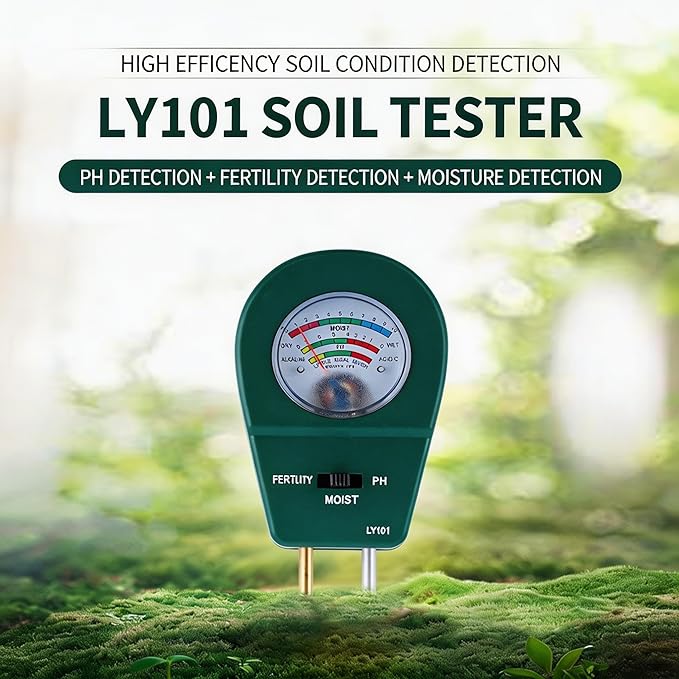 3-in-1 Soil Test Kit: Soil Moisture Meter, pH Meter, and Fertility Tester. Ideal for Gardens, Farms, Plants, Outdoor and Indoor use, Lawn Care, and houseplants. No Battery Required.