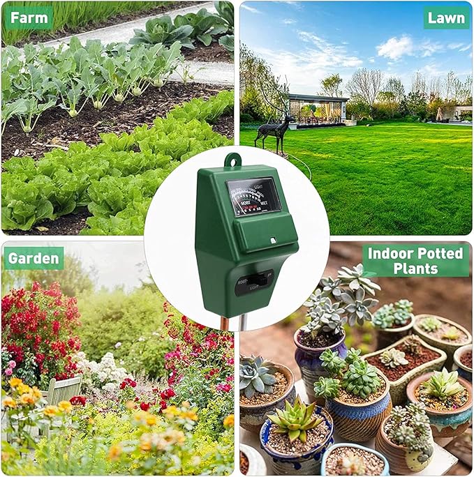 3-in-1 Soil Tester for Plants - Moisture, pH, Light Meter | Professional Soil Test Kit for Indoor/Outdoor Plants, Garden, Lawn, Farm (2 Packs)