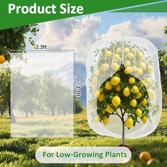 2 Pack Small Plant Covers 2.3x3.3 ft, Reusable Garden Netting for Vegetables, Mesh Barrier Protect Seedlings & Herbs from Birds, Bugs, Deer