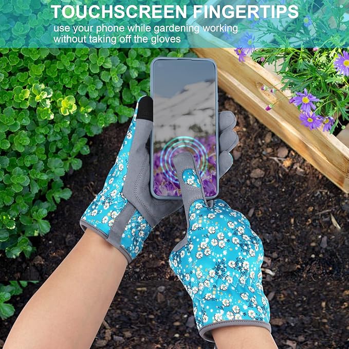 Leather Gardening Gloves for Women Thorn Proof Garden Gloves Touch Screen Working Gloves Gifts