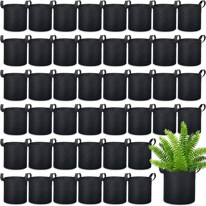 45 Pack Grow Bags Aeration Fabric Planter Pots Nonwoven Grow Bags with Handles Black Plant Container Bucket for Garden Planting Vegetable Flower Potato (3 Gallon)