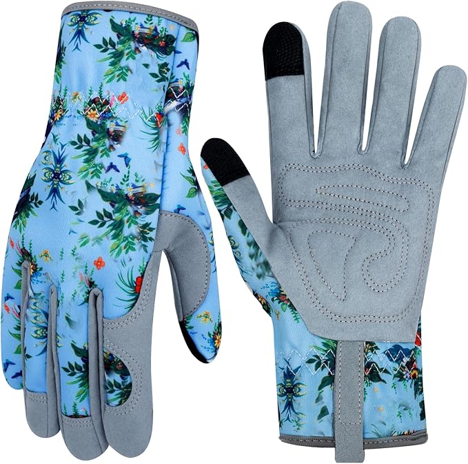 Leather Gardening Gloves for Women Thorn Proof Garden Gloves Touch Screen Working Gloves Gifts,M