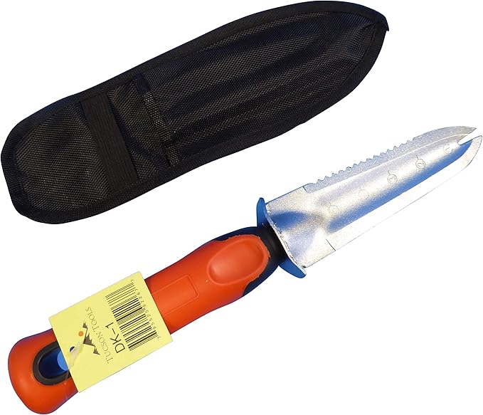 Heavy Duty 13.5" Digging Knife WITH FREE SHEATH for Metal Detecting, Prospecting with Comfortable Rubber Handle