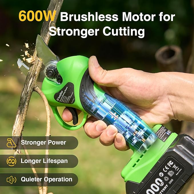 2-in-1 Electric Pruning Shears: 20V Cordless Pole Pruner 1.2" Cutting Diameter - 2 Pcs 4000mAh Battery, 9Ft Telescopic Pole, Extra SK5 Blade, 3 Modes Brushless Power Tree Pruner for Gardening
