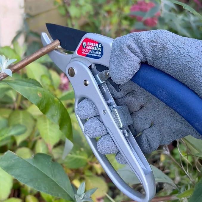 Spear & Jackson Razorsharp Ratchet Anvil Pruners, Heavy-Duty Garden Shears for Cutting Thick Branches with Ratchet Mechanism