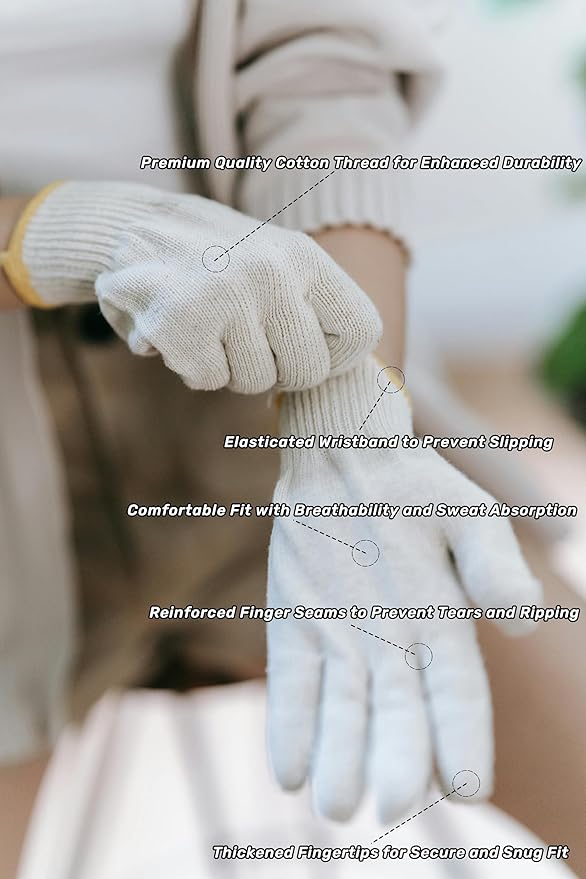 Cotton work gloves - White Safety Work Gloves for repair, construction, Warehouse, Gardening for men and women, L size