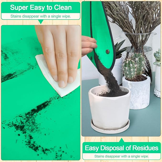 Emycool 39.5" x 39.5" Extra Large Repotting Mat for Indoor Plants Transplanting and Mess Control, Waterproof Potting Soil Mat Portable Potting Tray Gardening Gift for Women, Green