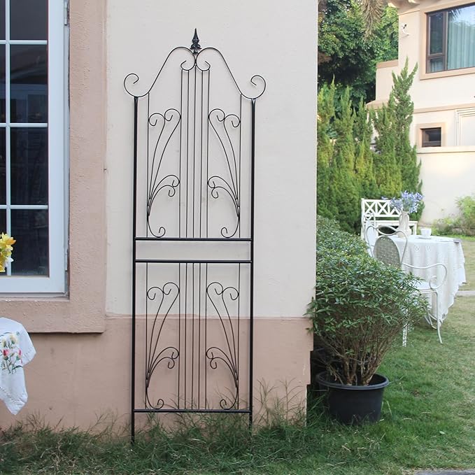 1 Pack Trellis for Climbing Plants 82.7" H x 26.7" W Tall Garden Trellis Wrought Iron Heavy Scroll Metal Decoration Lawn Patio for Rose Clematis Ivy Weather Resistant