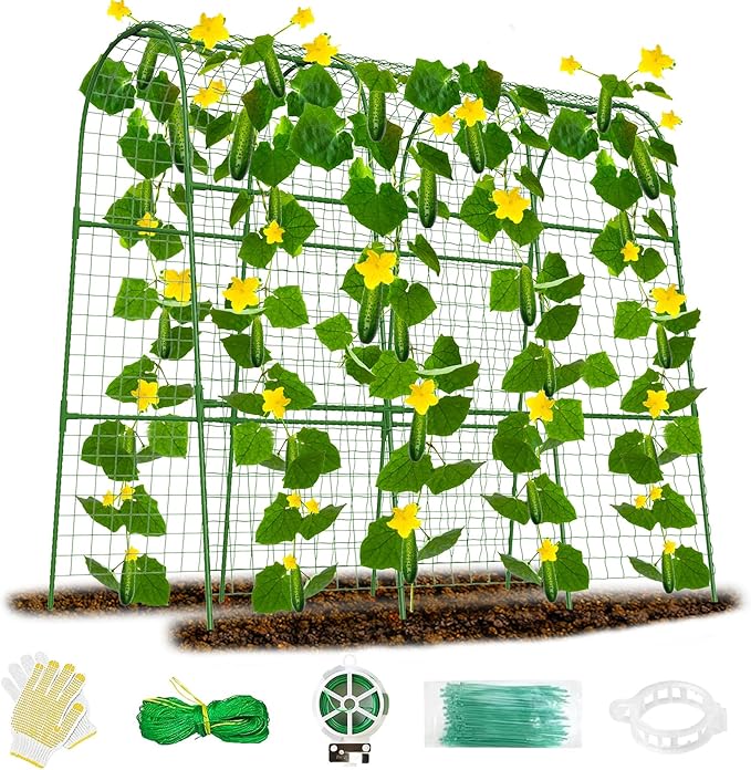 Cucumber Trellis for Raised Bed 48" L x 48" H U-Shape Garden Trellis for Climbing Plants Outdoor, Metal Arch Trellis for Vegetables, Plant Support for Tomato Pea Zucchini Grape Flowers