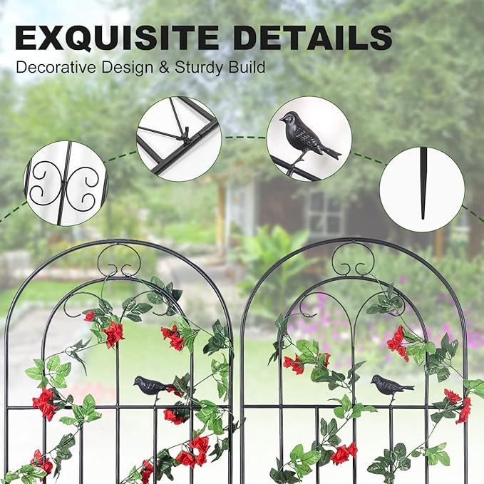 4 Pack 70.8" H x 19.7" W Metal Garden Trellis with Black Coating, Wire Lattice Grid Panel for Climbing Plants Outdoor Roses Vine Cucumbers Vegetables Flower Support (70.8" H, 4 Pack)