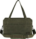 Tool Tote Bag, 16OZ Waxed Canvas Tool Bag with 7-Pocket & Shoulder Strap - for Electrician Contractor Repairman, Multi-Purpose Garden Tools Carrier with Portable Handle, Army Green