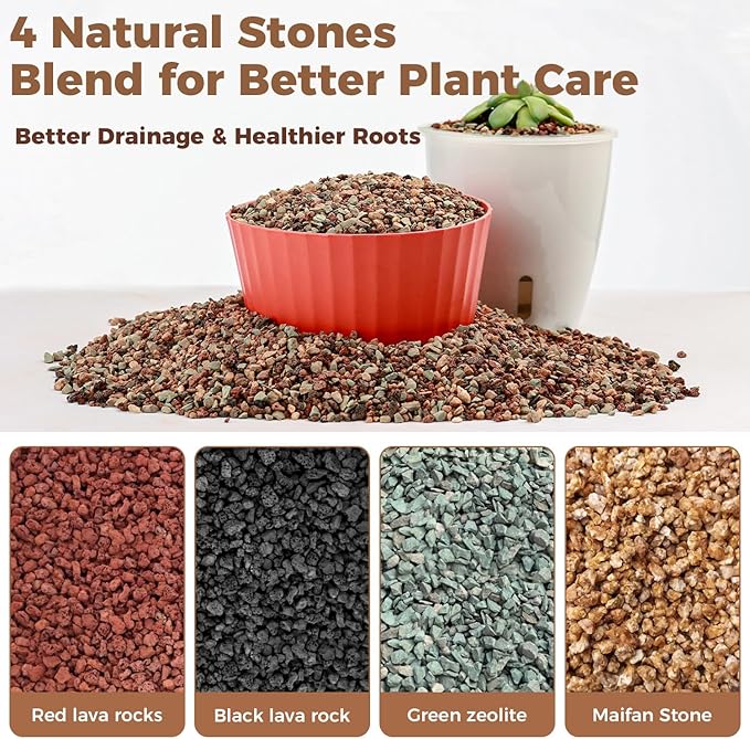18lb Mix Lava Rocks for Plants 1/4" Horticultural Pumice for Plants, Succulent Cactus Soil Potting Mix - Horticultural Sand Aquarium Gravel Drainage Rocks for Potted Plant, Bonsai Soil, Top Dressing
