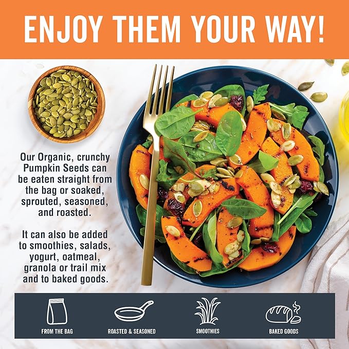 Viva Naturals Organic Pumpkin Seeds - Shelled, Unroasted & Unsalted Pumpkin Seeds Organic, Perfect for Salads, Trail Mix & Baked Goods - Good Source of Iron & Dietary Fiber - 1 lb (16 oz / 454 g)