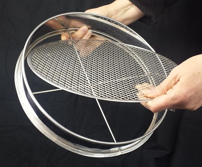Garden Potting Mix Sieve - Stainless Steel Riddle - Soil sifting pan - with 4 Interchangeable Filter mesh Sizes - 3,6,9,12 mm and Bonus Spade