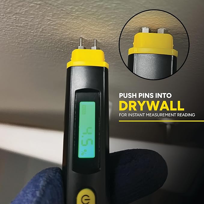 General Tools Compact Digital Moisture Meter MMP100 – Pin-Style Tool Detects Moisture in Wood and Building Materials to Help Identify Targeted Moisture Levels and Prevent Water Damage