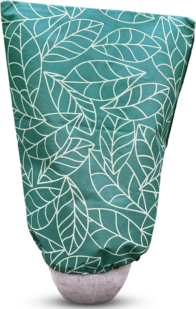 Plant Covers Freeze Protection 24"x32" in 4 Pack | Green Winter Frost Blankets for Outdoor Plants | Reusable Garden Cover Bags with Zipper Drawstring | Cold Weather Shrub Protection Cloth