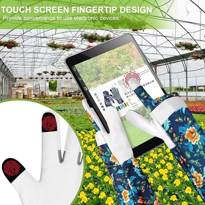 Leather Long Gardening Gloves for Women Thorn Proof Garden Gloves Yard Working Gloves
