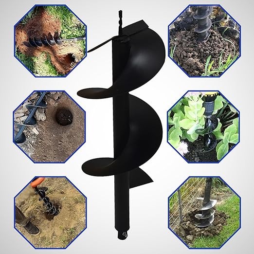 10 Inch Auger Bit Pneumatic Column Fence Digger Soil Drill Bit 10 Inch Ball Bed Digging Pile Hole Planting Tool for Inside Diameter 3/4 Inch Shaft