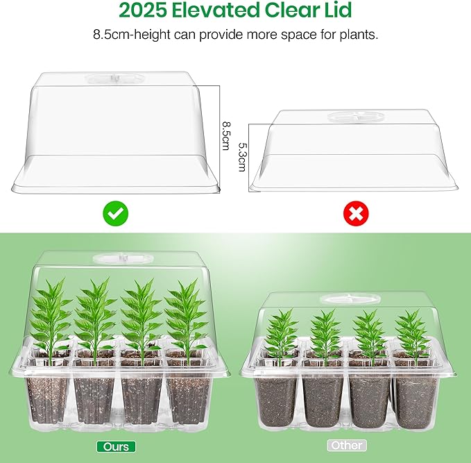 The Bundle of Bonviee 5 Packs Seed Starter Tray with Grow Light and 10 Packs Seed Starter Kit
