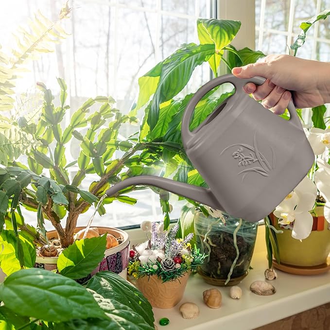 Rehab & Recovery Plastic Watering Can - for Indoor and Outdoor Plant - 1/2 Gallon - Coffee Color