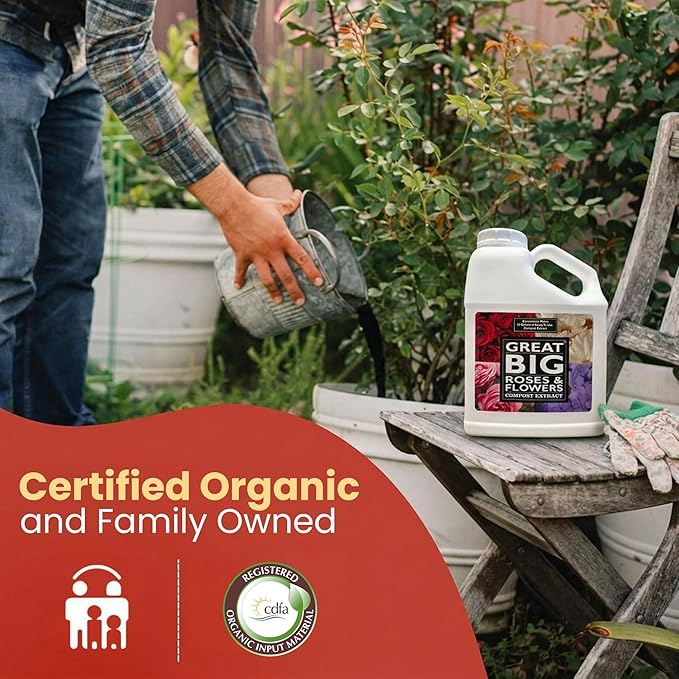 Great Big Roses & Flowers Liquid Fertilizer Booster - Improves Soil Structure & Nutrient Uptake, Organic Compost Extract Flower Bloom Booster, Ideal Gift's for Mom - 4 Gallon (Makes 128 Gallons)