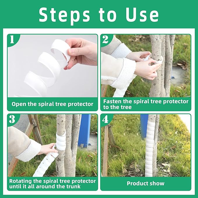 Watayo 4/6/8 Pcs Tree Trunk Protector- 2 Size Tree Wraps to Protect Bark- Plastic Spiral Tree Guard- Tree Bark Protector Tube Wraps to Protect Saplings Plants from Deer Rabbit Cats Rodents Mowers