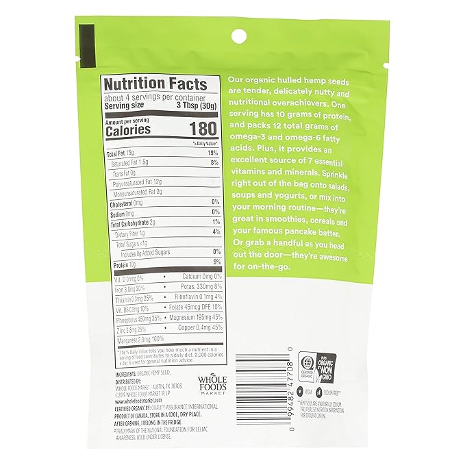 365 by Whole Foods Market, Organic Hemp Seed, 4 Ounce (Pack of 5)