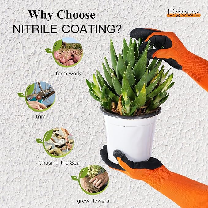 Long Sleeve Gardening Gloves, Multipurpose Heavy Duty Outdoor and Indoor,Thorn Proof Gardening Gloves, S M L XL