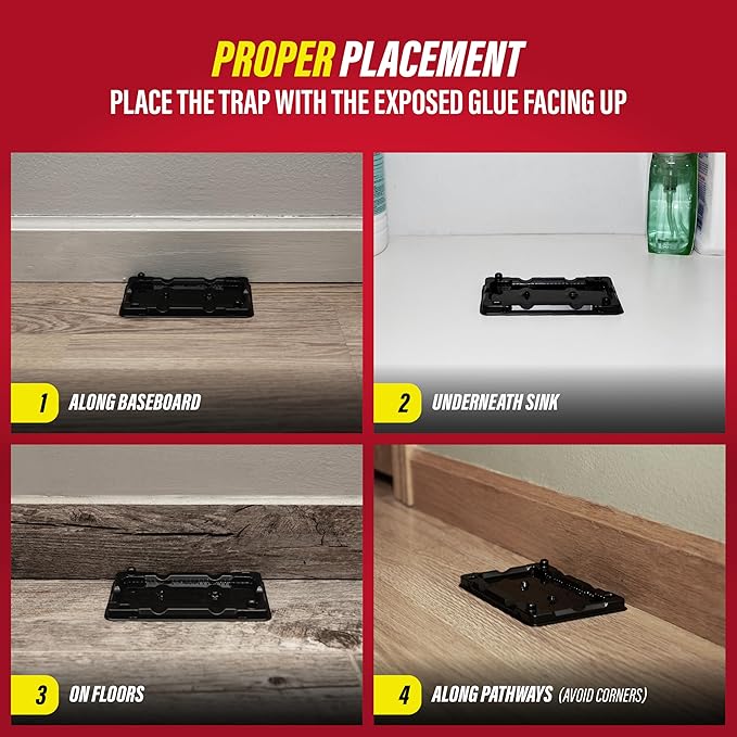 Catchmaster-8 Mouse & Insect Glue Traps, Heavy-Duty Pesticide-Free Sticky Mouse Traps Indoor for Home, Used by The PROs, Adhesive Rodent & Bug Catcher, Pest Control for House & Garage