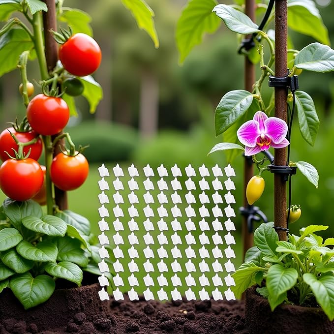 100 Pcs Transparent Plant Grafting Clips Plastic Grafting Clips Tomato Plant Cages Supports Clamp Connects Vines Seeding Grafting Clips Orchid Clips Vegetables Vine Support Fixing Clips(3mm)