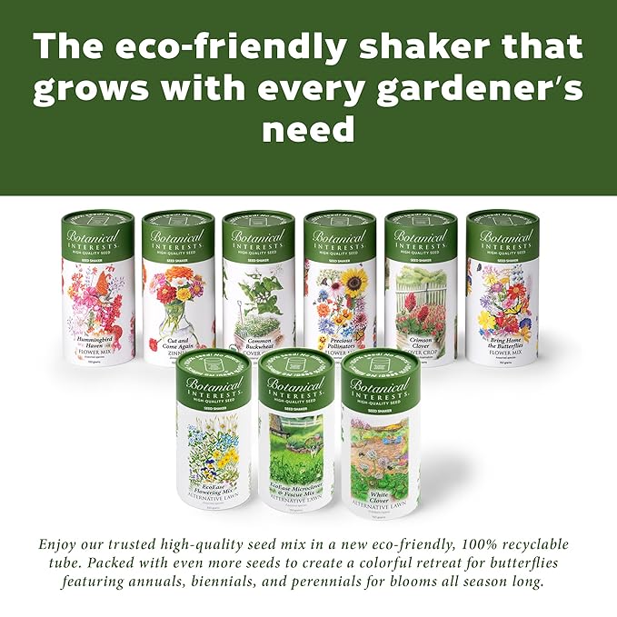 Botanical Interests Precious Pollinators Flower Mix Seed Shaker – Covers 800 sq ft, 14 Native Flowers & Herbs, Supports Pollinators, Annuals & Perennials, Eco-Friendly Recyclable Container