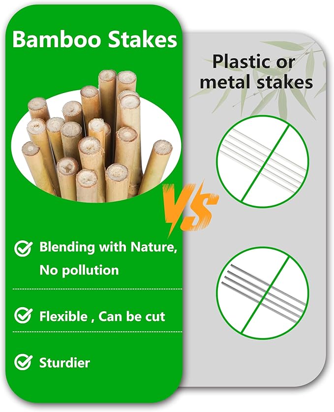4ft Natural Bamboo Plant Stakes for Tomatoes, Beans, Flowers, Potted, Climbing Plants 30pcs